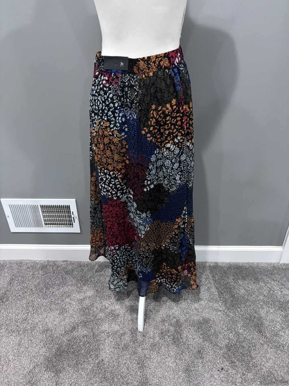 NWT! Maurices Faux Wrap Maxi Skirt Size 3x Fall Floral Boho Mixed Prints